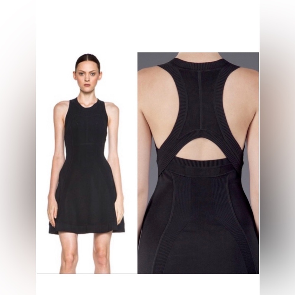 NWT A.L.C. Barrett Navy Sculpted Open-Back Knit fit & flare mini dress sz small